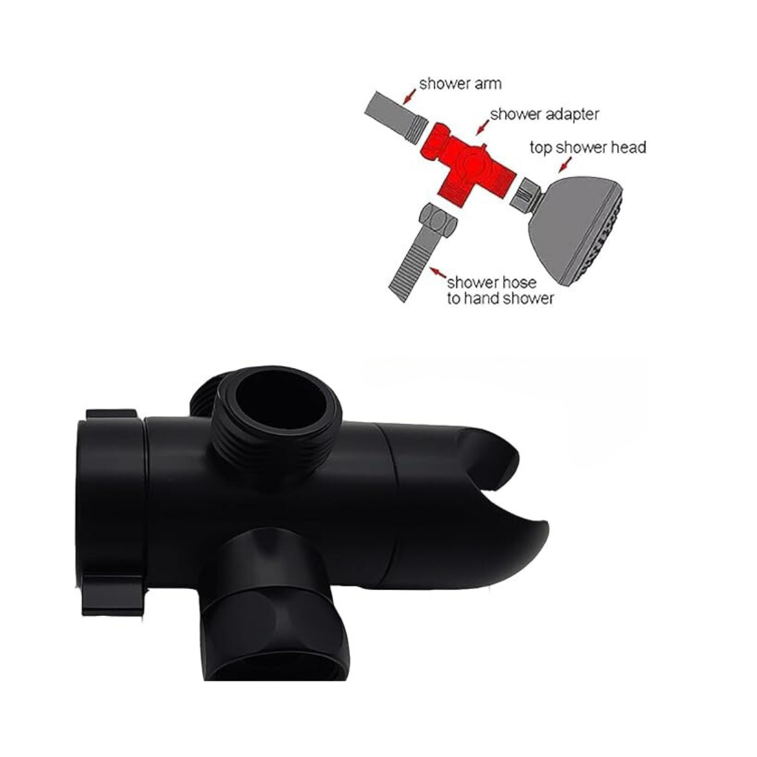 3 -utas zuhanyváltó - Fekete