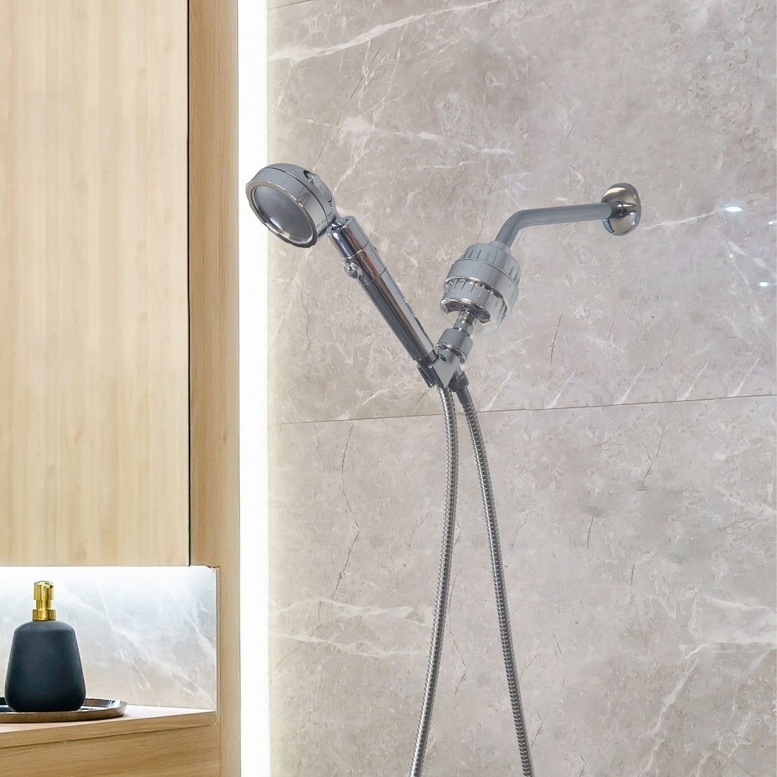 MineralStream Duo Shower Head Showerhead Complete Shower Kit