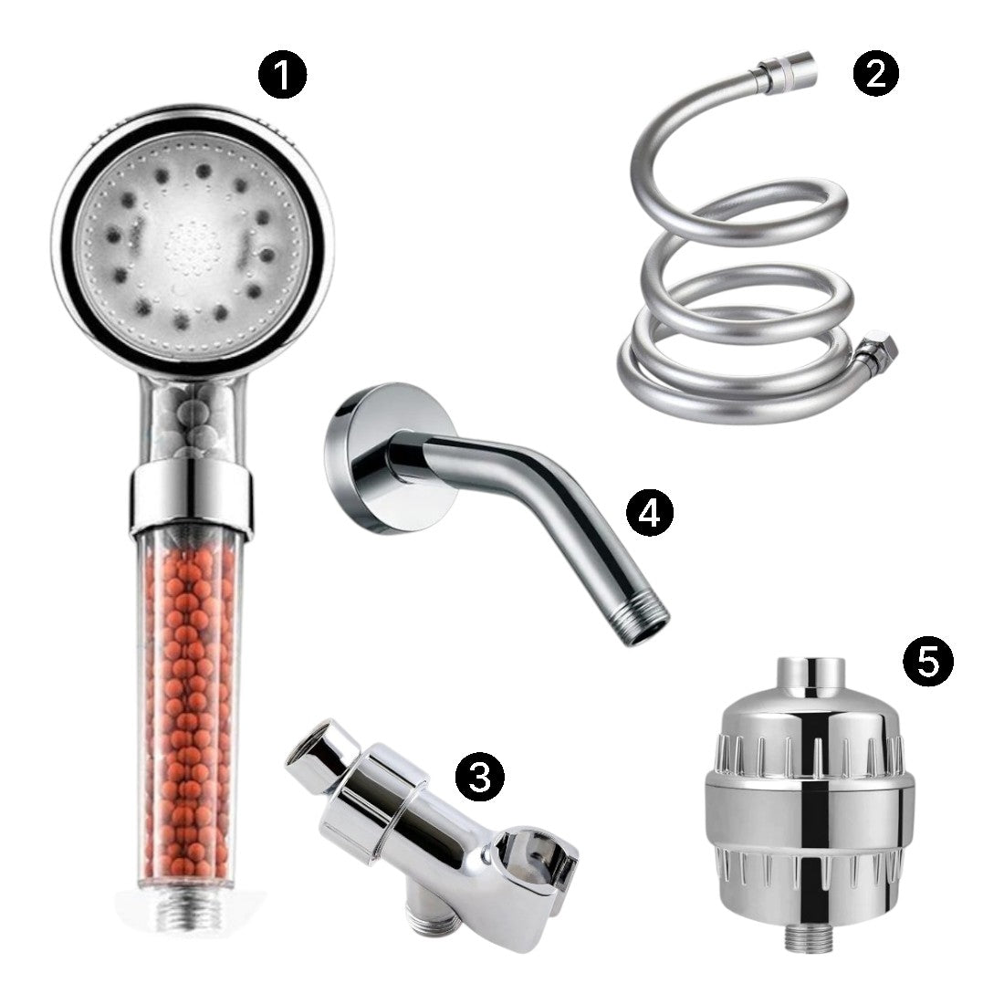 LED Ionic Showerhead Complete Shower Kit